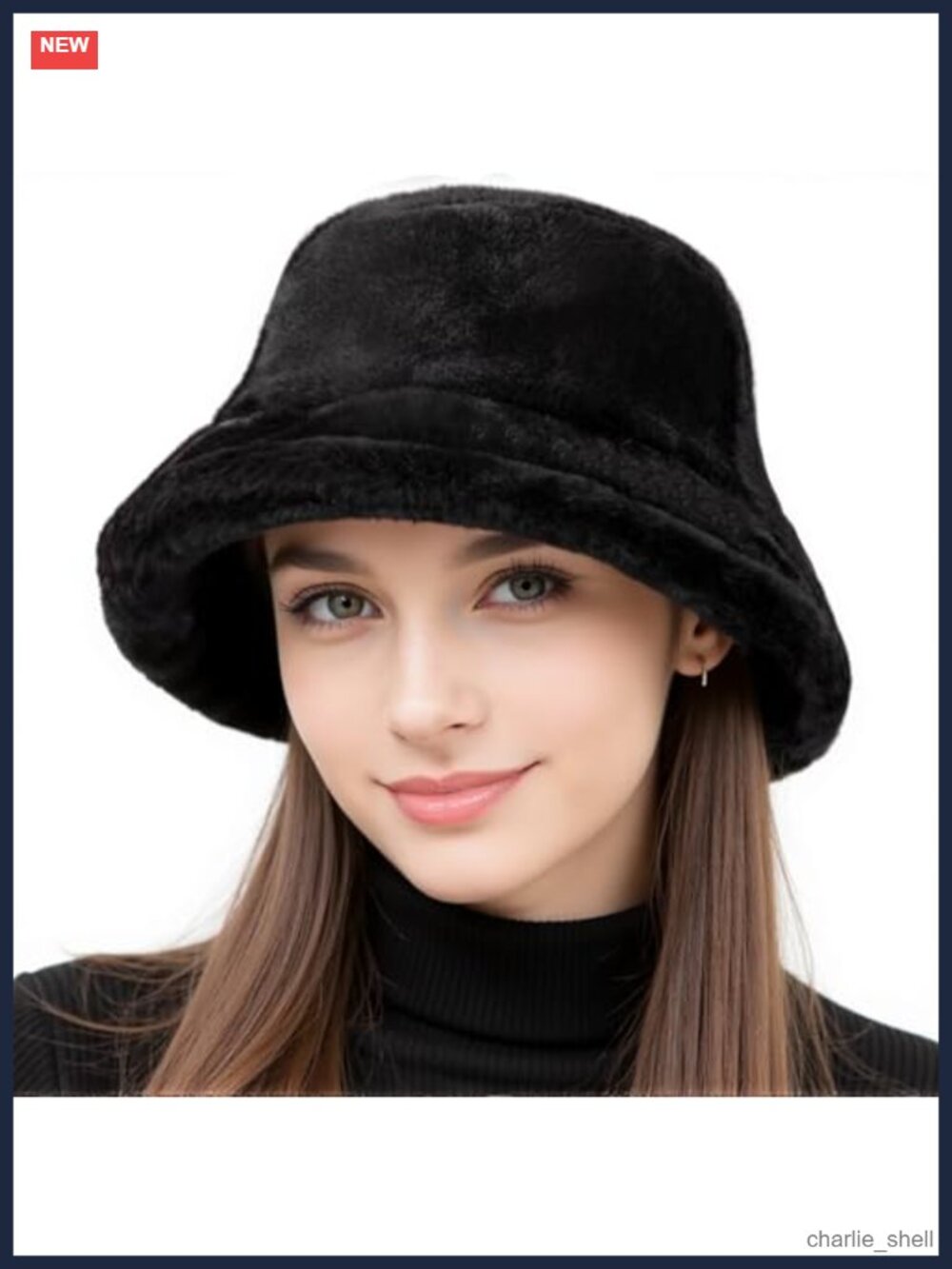 Faux Fur Winter Bucket Hat Wide Brim Plush Adjustable